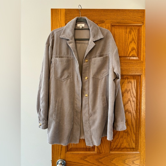Gray Corduroy Shacket - Picture 1 of 5